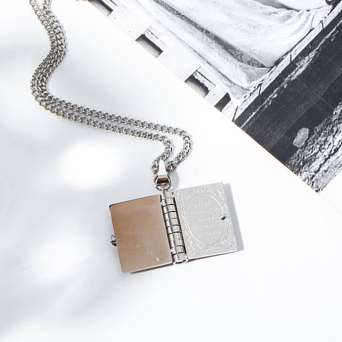 Casual Simple Style Streetwear Book Geometric Stainless Steel Plating 18K Gold Plated Pendant Necklace