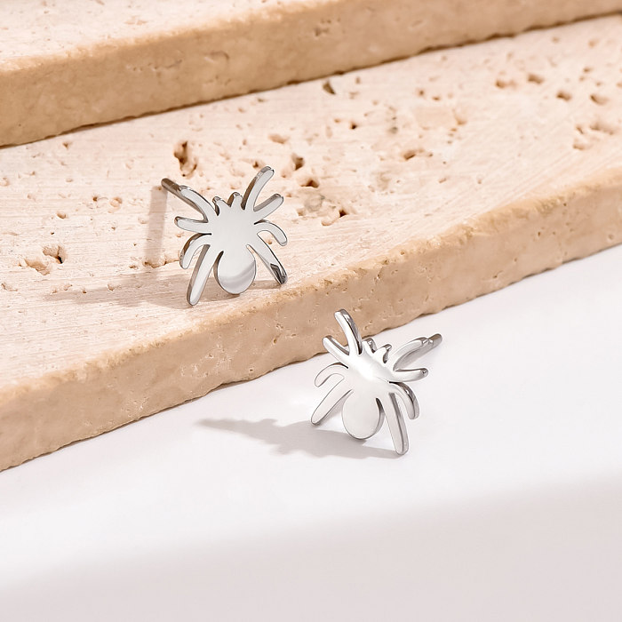 1 Pair Cute Funny Simple Style Spider Polishing Stainless Steel  Ear Studs