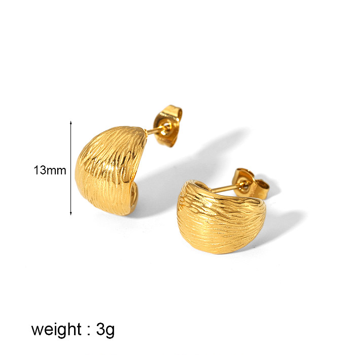 1 Pair Simple Style C Shape Oval Polishing Plating Stainless Steel  18K Gold Plated Ear Studs