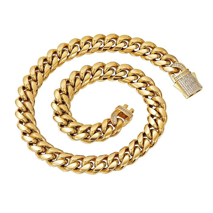 Quadratische Hip-Hop-Halskette aus Edelstahl mit Zirkoneinlage