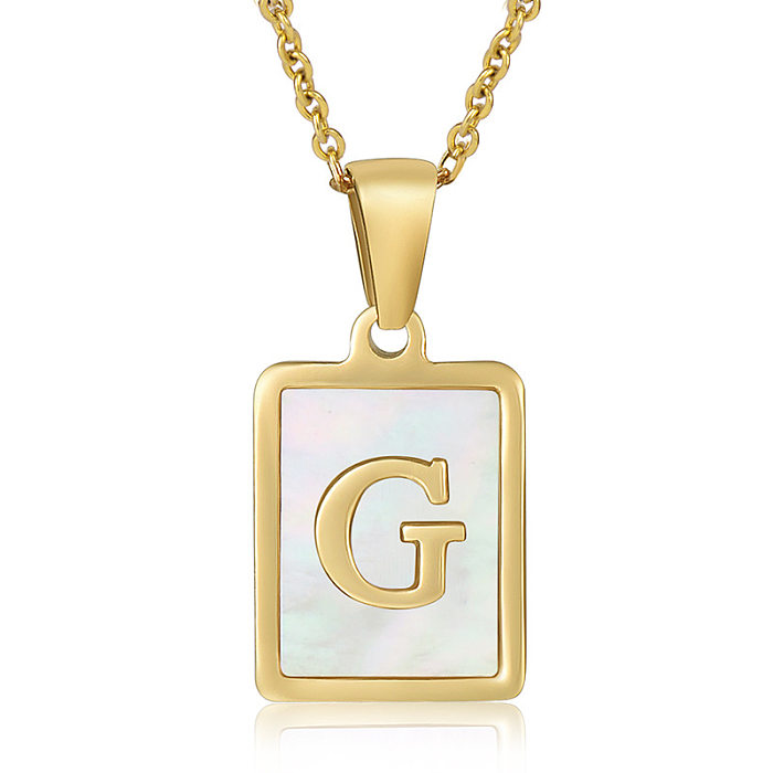 Simple Style Letter Stainless Steel  Stainless Steel Plating Inlay Shell Pendant Necklace 1 Piece