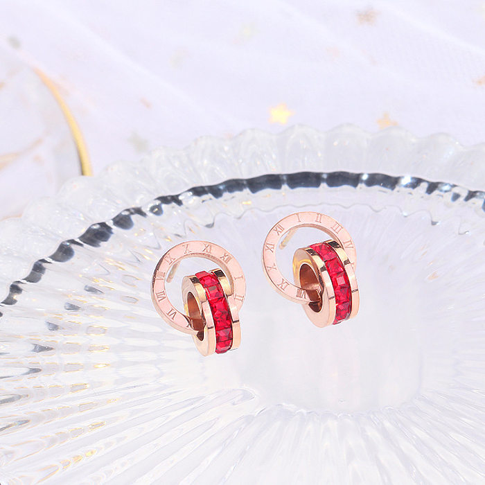 Clous d'oreilles géométriques en acier inoxydable, perles artificielles, strass, Style Simple, vente en gros, 1 paire