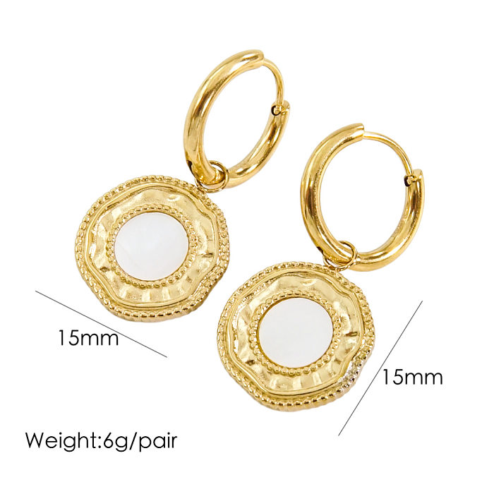 1 Pair Modern Style Star Eye Plating Inlay Stainless Steel  Zircon 14K Gold Plated Earrings