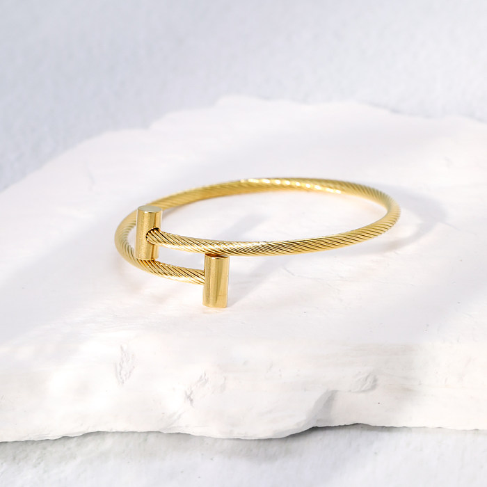 Simple Style Geometric Stainless Steel Gold Plated Bangle 1 Piece