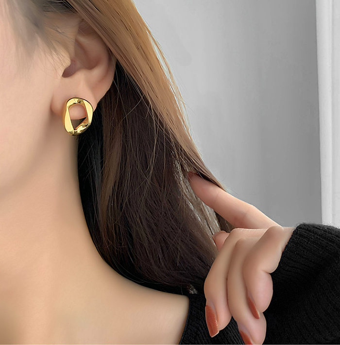 Boucles d'oreilles géométriques simples torsadées en acier inoxydable, bijoux, vente en gros