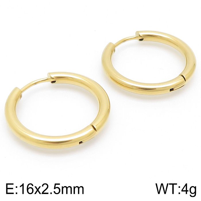 1 Pair Streetwear Solid Color Stainless Steel  Hoop Earrings
