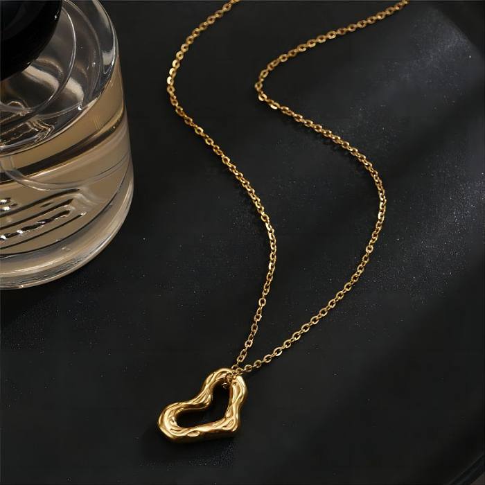 Commute Heart Shape Stainless Steel  Plating 18K Gold Plated Pendant Necklace