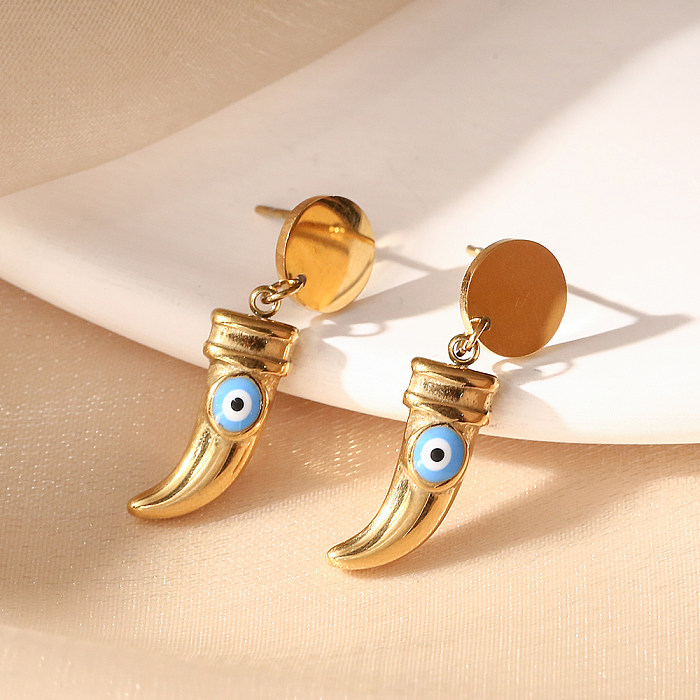 1 Paar künstlerische Augen-Emaille-Ohrringe aus 18 Karat vergoldetem Edelstahl