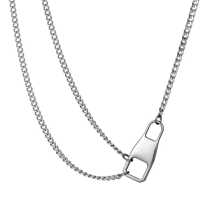 Hip-Hop Simple Style Solid Color Stainless Steel Necklace
