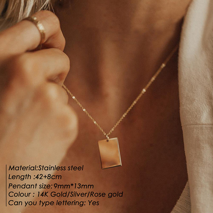 Neue quadratische, schlichte, vergoldete Halskette aus Edelstahl