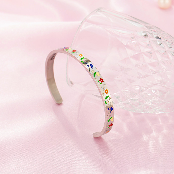 Cute Simple Style Flower Fish Stainless Steel Gold Plated Bangle In Bulk