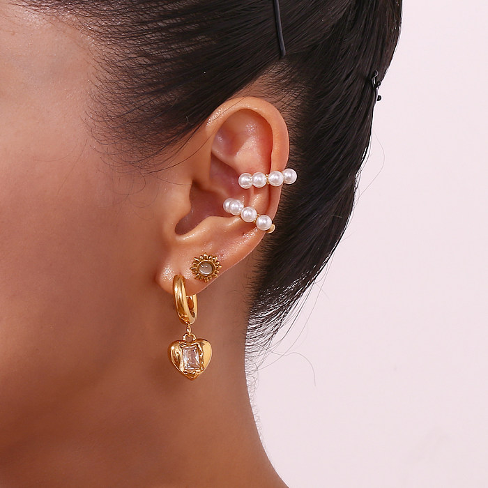 1 paire de boucles d'oreilles style vintage, style simple, style classique, placage géométrique, acier inoxydable, plaqué or 18 carats