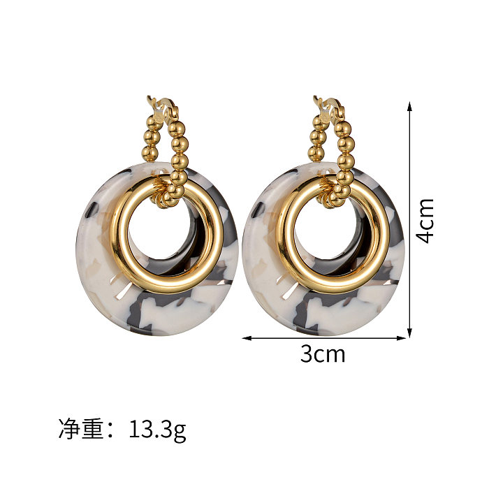 Simple Style Geometric Stainless Steel  Arylic Three-dimensional Drop Earrings 1 Pair