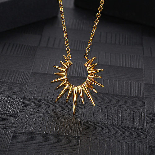 INS Style Sun Stainless Steel Plating Pendant Necklace