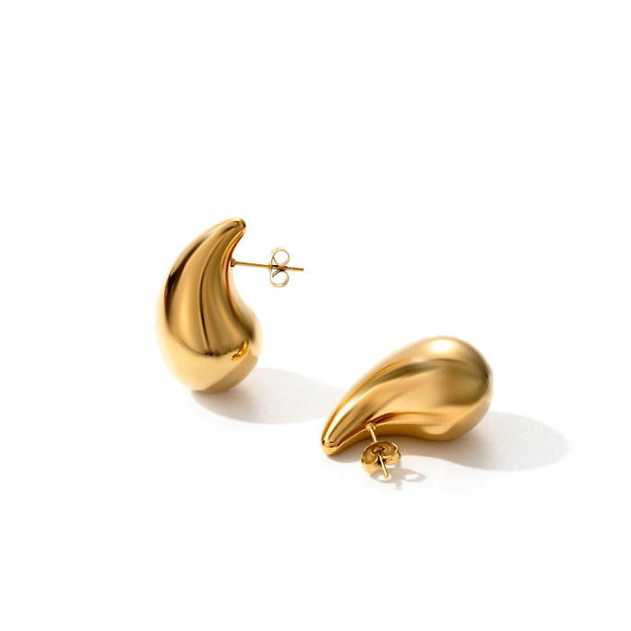 1 Pair Vintage Style Semicircle Water Droplets Solid Color Plating Stainless Steel  18K Gold Plated Ear Studs
