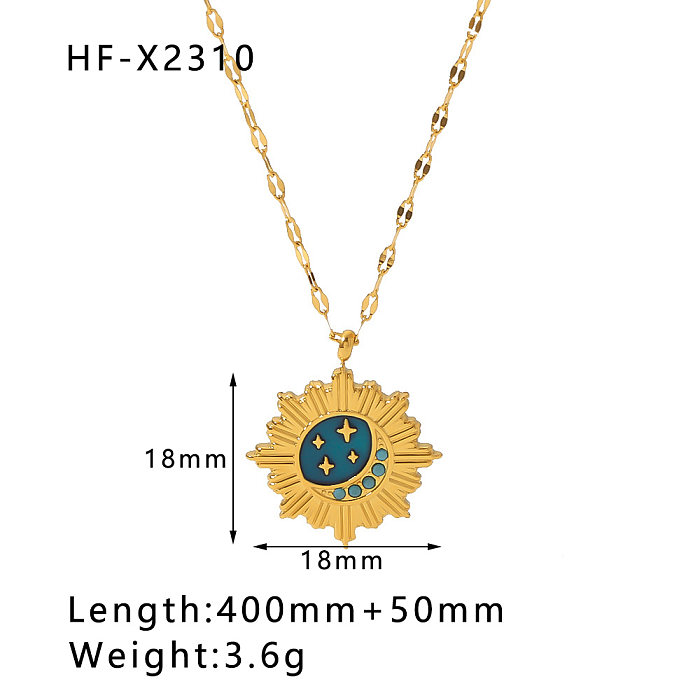 Modern Style Simple Style Eye Bamboo Snake Stainless Steel  Enamel Plating Inlay Zircon 18K Gold Plated Pendant Necklace