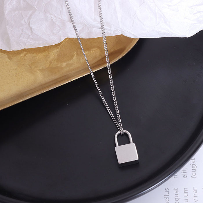 Fashion Lock Pendant Necklace Jewelry Stainless Steel 18k Gold Plated