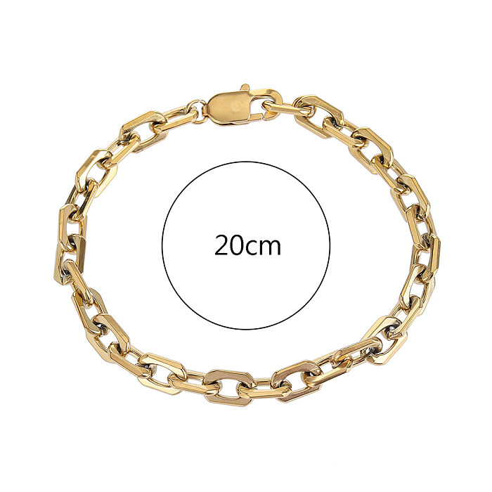 Atacado estilo simples streetwear cor sólida aço inoxidável titânio banhado a ouro 18k pulseiras banhadas a ouro