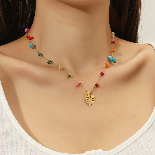 Geometrische Edelstahl-Halskette im ethnischen Stil mit Edelstahl-Halsketten