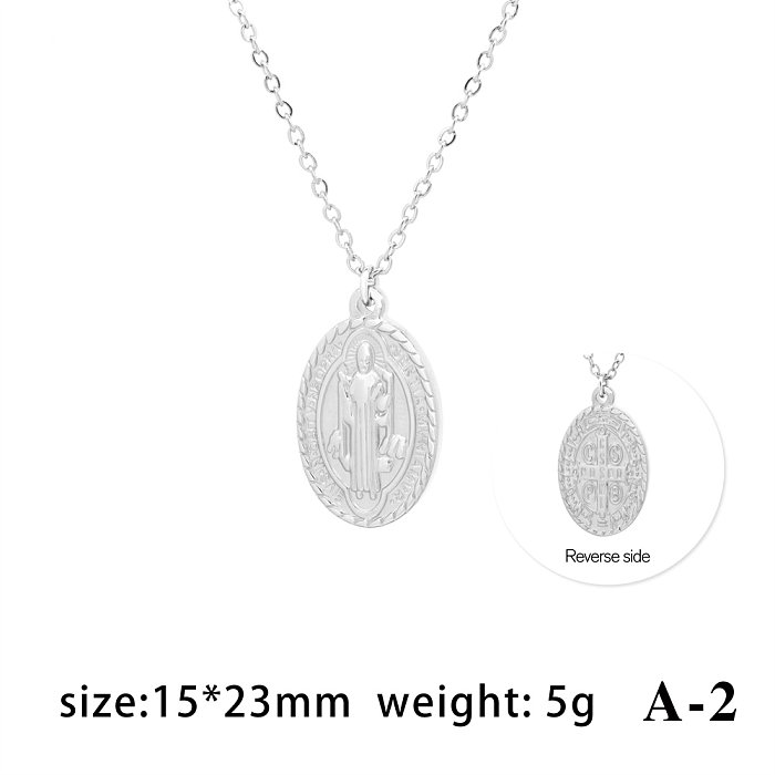 Retro Simple Style Oval Stainless Steel  Plating Gold Plated Pendant Necklace