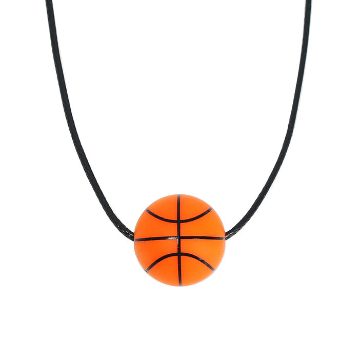 Collier pendentif en gel de silice en acier inoxydable, style simple, basket-ball