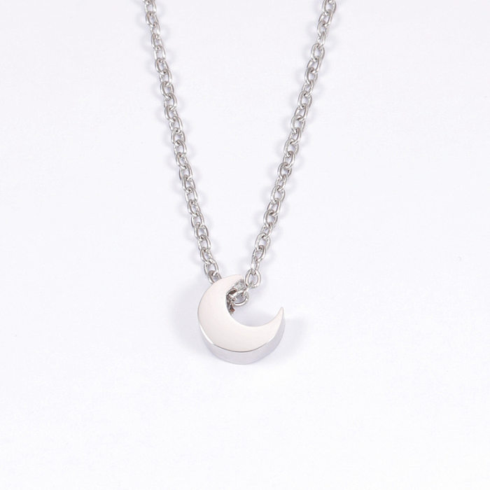 Basic Simple Style Moon Stainless Steel Pendant Necklace In Bulk