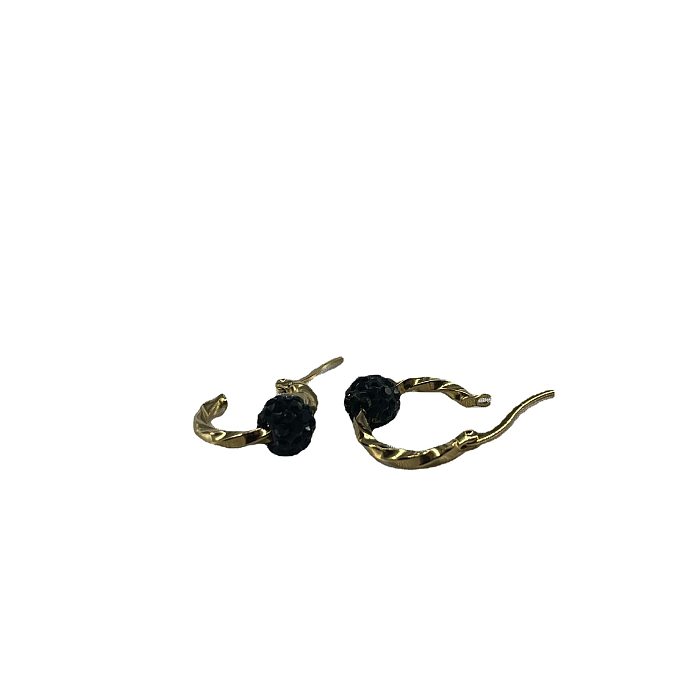 1 Pair Ethnic Style Simple Style Round Twist Plating Inlay Stainless Steel Crystal Ear Studs