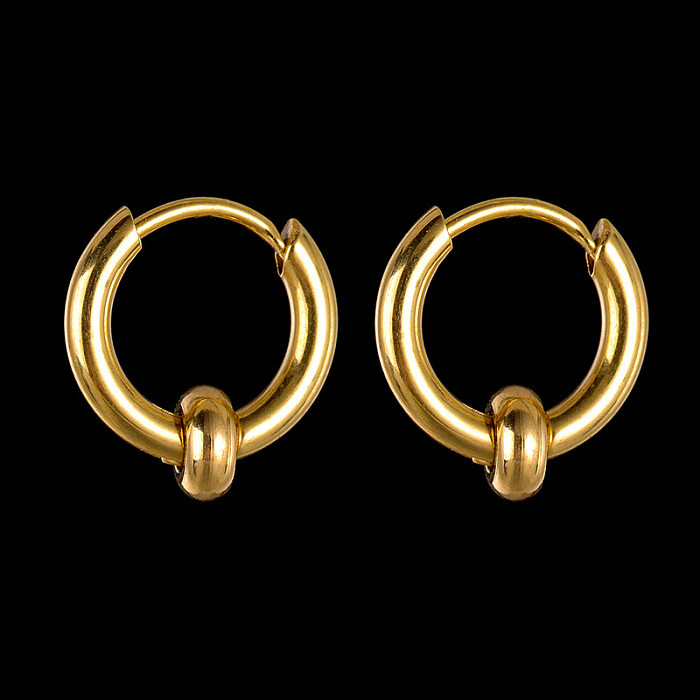 Boucles d'oreilles géométriques en acier inoxydable, placage de perles artificielles, pierre naturelle, boucles d'oreilles en acier inoxydable