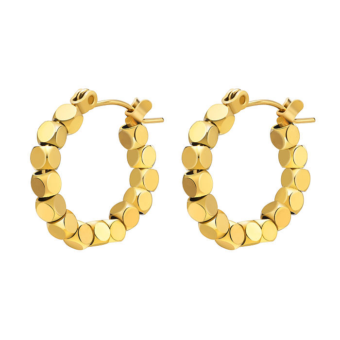 1 Pair Casual Modern Style Circle Plating Stainless Steel  18K Gold Plated Earrings