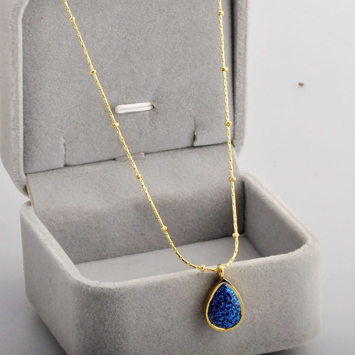 Wholesale Simple Style Water Droplets Stainless Steel 18K Gold Plated Pendant Necklace
