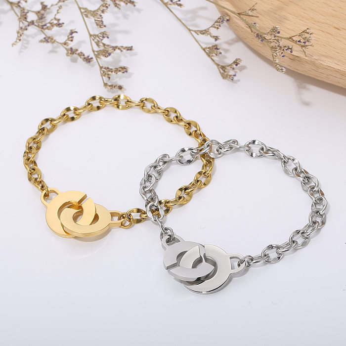 Jewelry Geometric Oval Chain Stainless Steel Creative Couple Bracelet