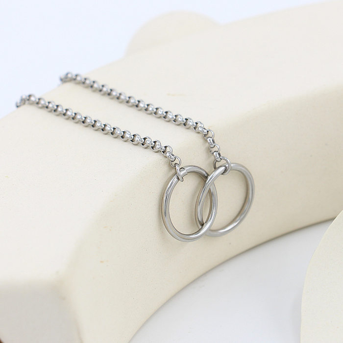 Simple Style Double Ring Stainless Steel  Plating Necklace