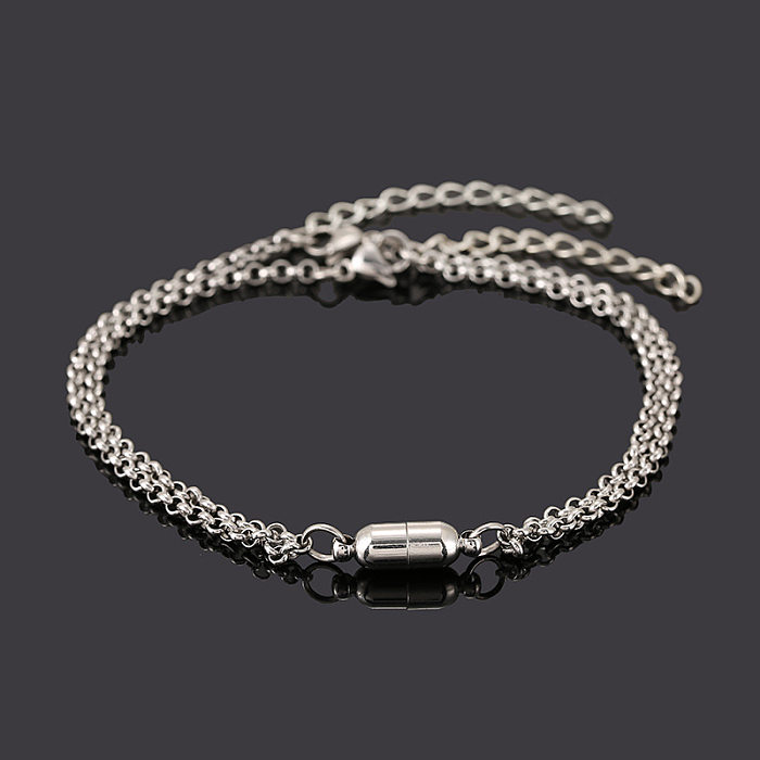 Wholesale Jewelry Simple Stainless Steel Magnet Couple Bracelet Set jewelry