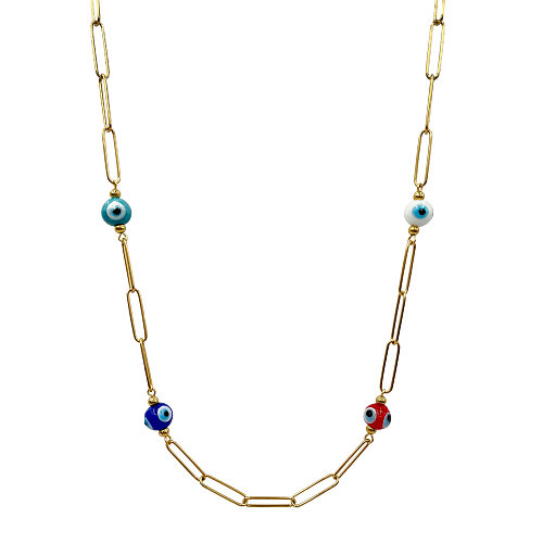 Simple Style Eye Stainless Steel  Enamel Plating Necklace 1 Piece