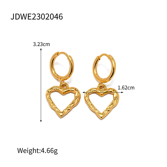 1 paire de boucles d'oreilles pendantes plaquées or 18 carats en forme de cœur de style moderne