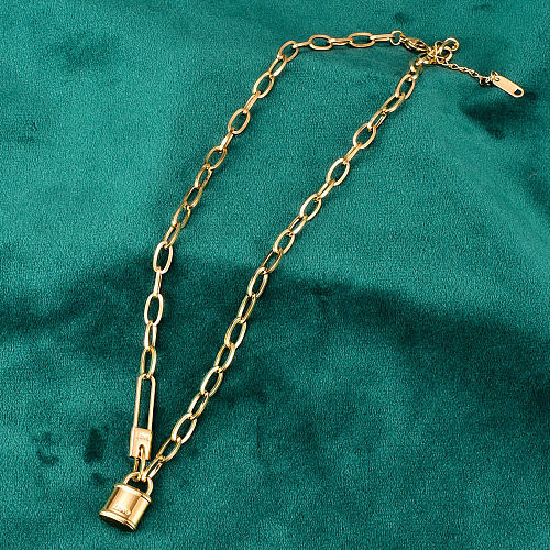 Vintage Style Lock Stainless Steel Plating Necklace