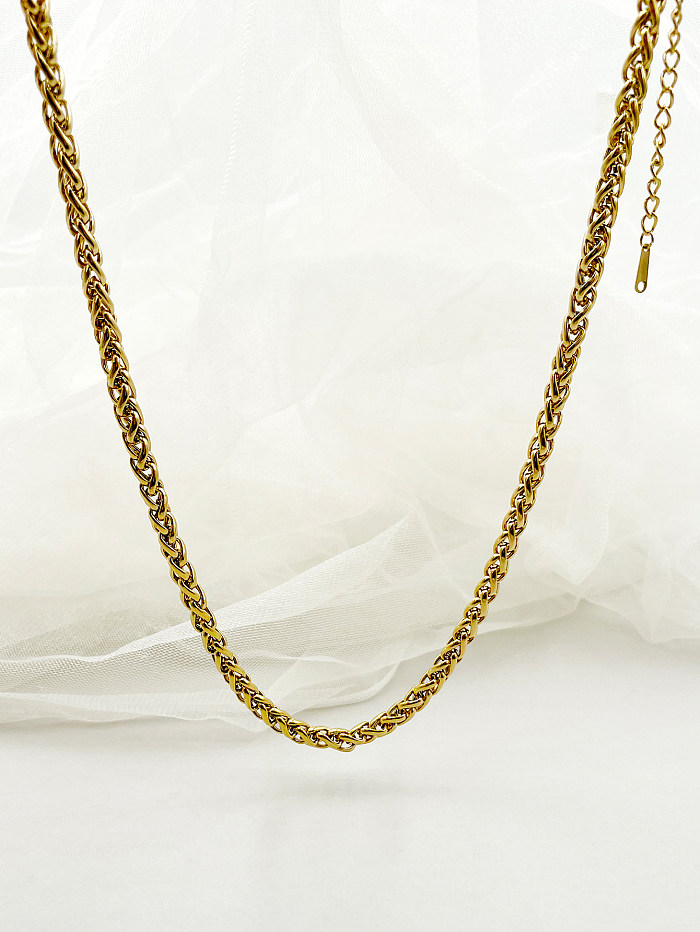 Collar chapado en oro chapado en oro pulido de acero inoxidable de color sólido de estilo simple hip-hop