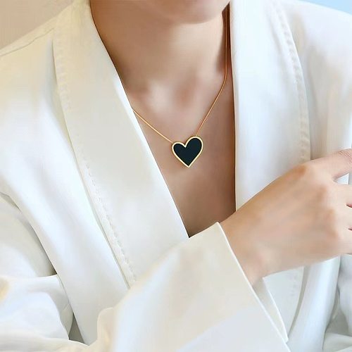 Elegant Lady Heart Shape Stainless Steel Plating Pendant Necklace