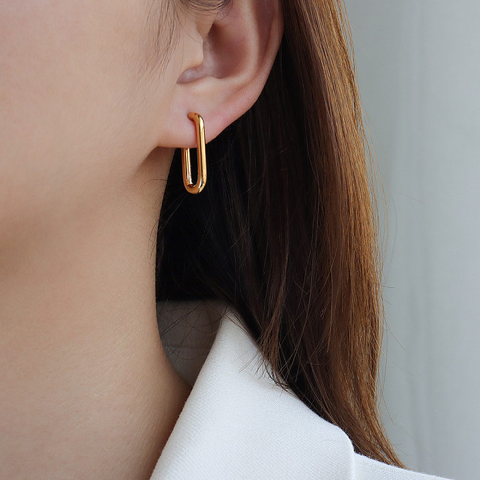 Retro U-förmige geometrische Edelstahl-Ohrringe aus 18 Karat Gold im Großhandel