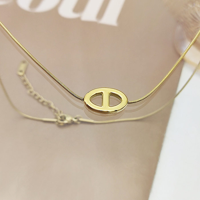 Casual Simple Style Solid Color Stainless Steel Plating Hollow Out Necklace
