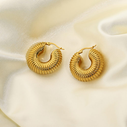 1 Pair Casual Simple Style Solid Color Plating Stainless Steel  Stainless Steel 18K Gold Plated Earrings