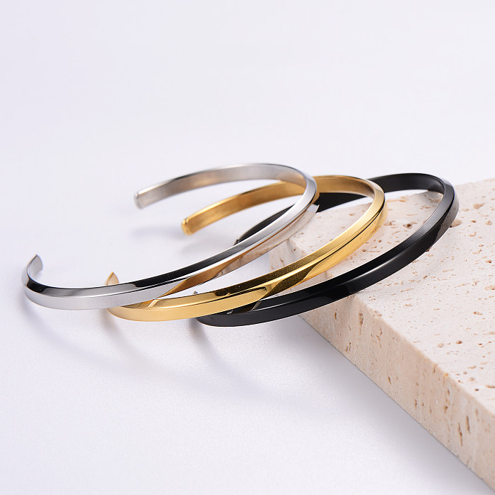 Bracelets de manchette en acier inoxydable de couleur unie de style classique de style simple