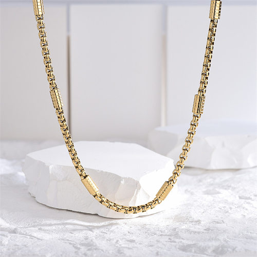 Geometrische Hip-Hop-Halskette aus Edelstahl mit 18-Karat-Vergoldung