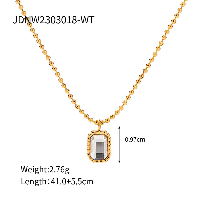 Collar con colgante chapado en oro de 18 quilates con incrustaciones de diamantes de imitación rectangulares de estilo Simple estilo INS
