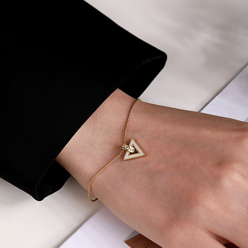 Basic Triangle Stainless Steel Plating Inlay Rhinestones 18K Gold Plated Bracelets
