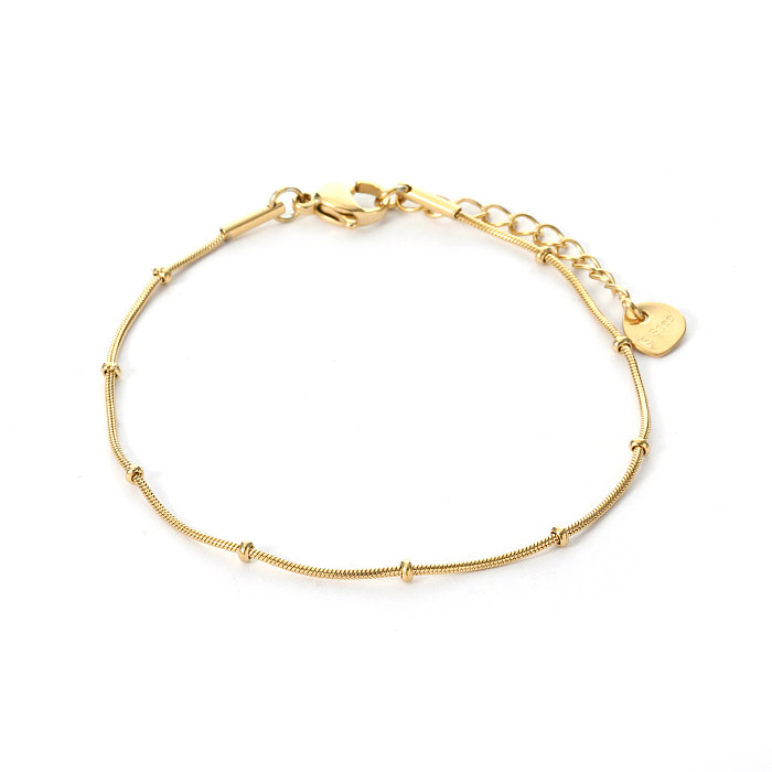 Simple Style Commute Solid Color Stainless Steel Plating 14K Gold Plated Bracelets