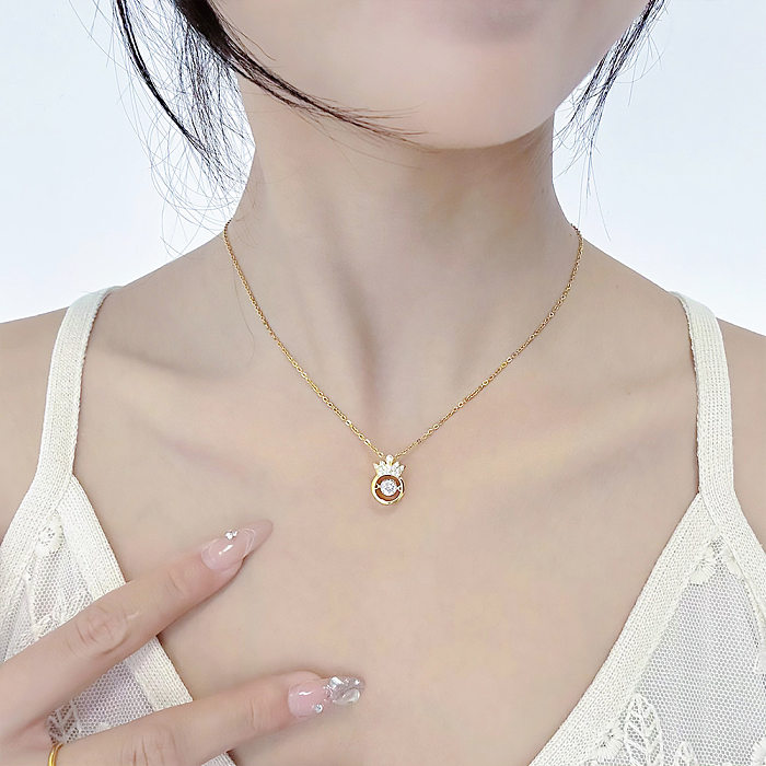 Collier pendentif en diamant artificiel en acier inoxydable, Animal doux, en vrac