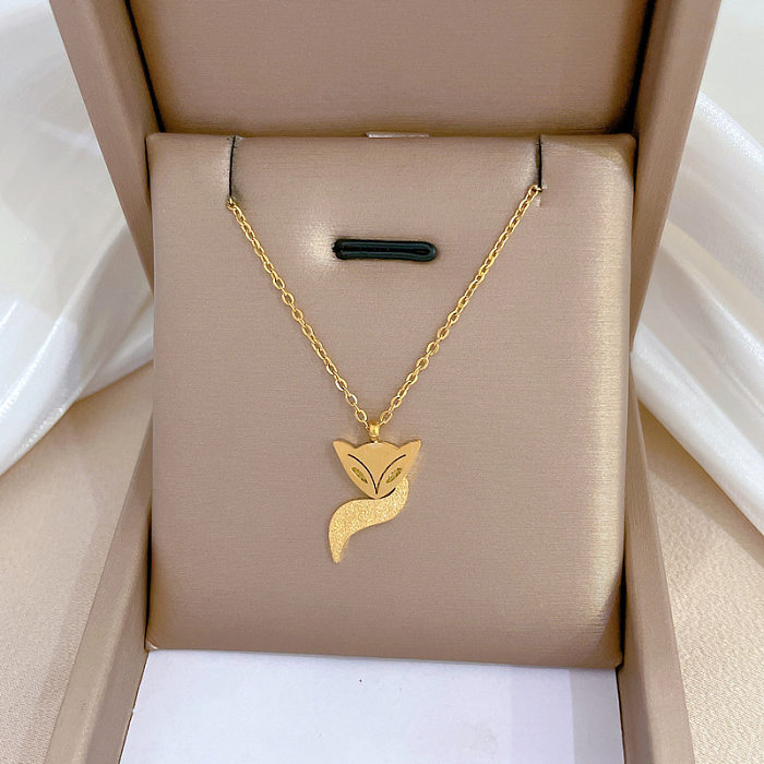 Cartoon Style Fox Stainless Steel Copper Plating Gold Plated Pendant Necklace
