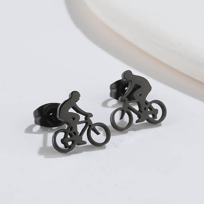Clous d'oreilles en acier inoxydable pour vélo, Design Original, placage sans incrustation, boucles d'oreilles en acier inoxydable