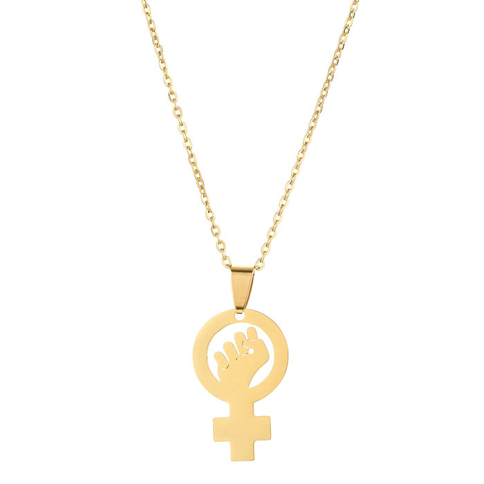 Basic Gesture Stainless Steel  Plating Gold Plated Pendant Necklace